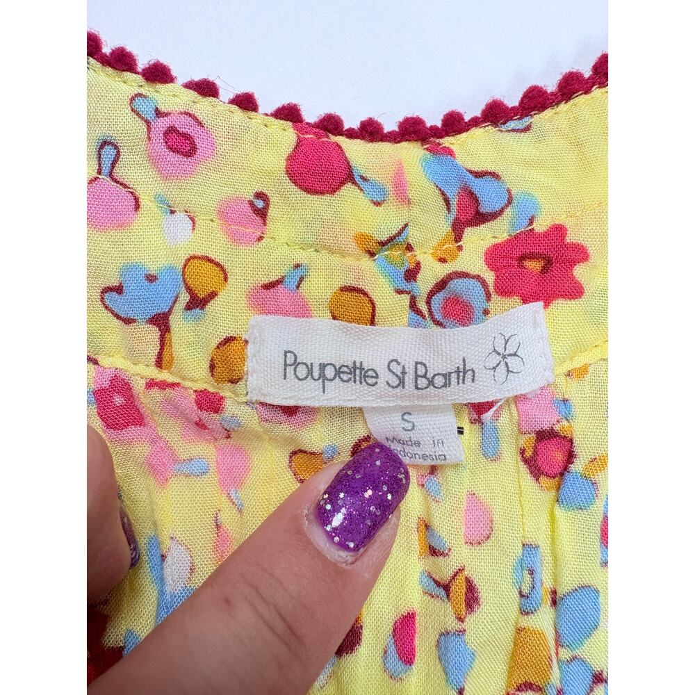 Poupette St Barth Yellow Floral Ruffle Mini Dress Racerback Resort Boho Coastal - Picture 5 of 15